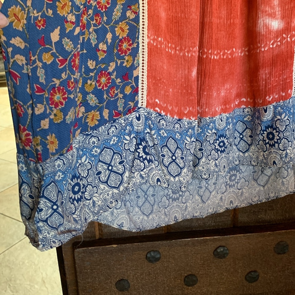 Sundance boho dress midi high low lovely draping floral patchwork medium - Picture 11 of 17